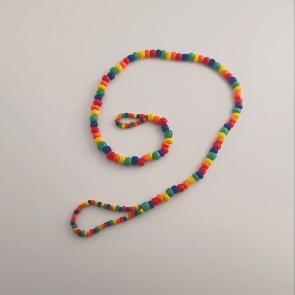 Colorful Beaded Rainbow Bracelet Ring Combo - Picture 1 of 3